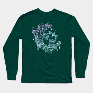 Steampunk Owl Moon (NEON) - collaboration with Coral Nathan Long Sleeve T-Shirt